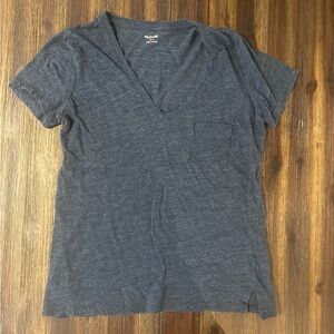 Madewell Whisper Cotton Pocket Women's V-Neck Blue Tee T-Shirt Small S